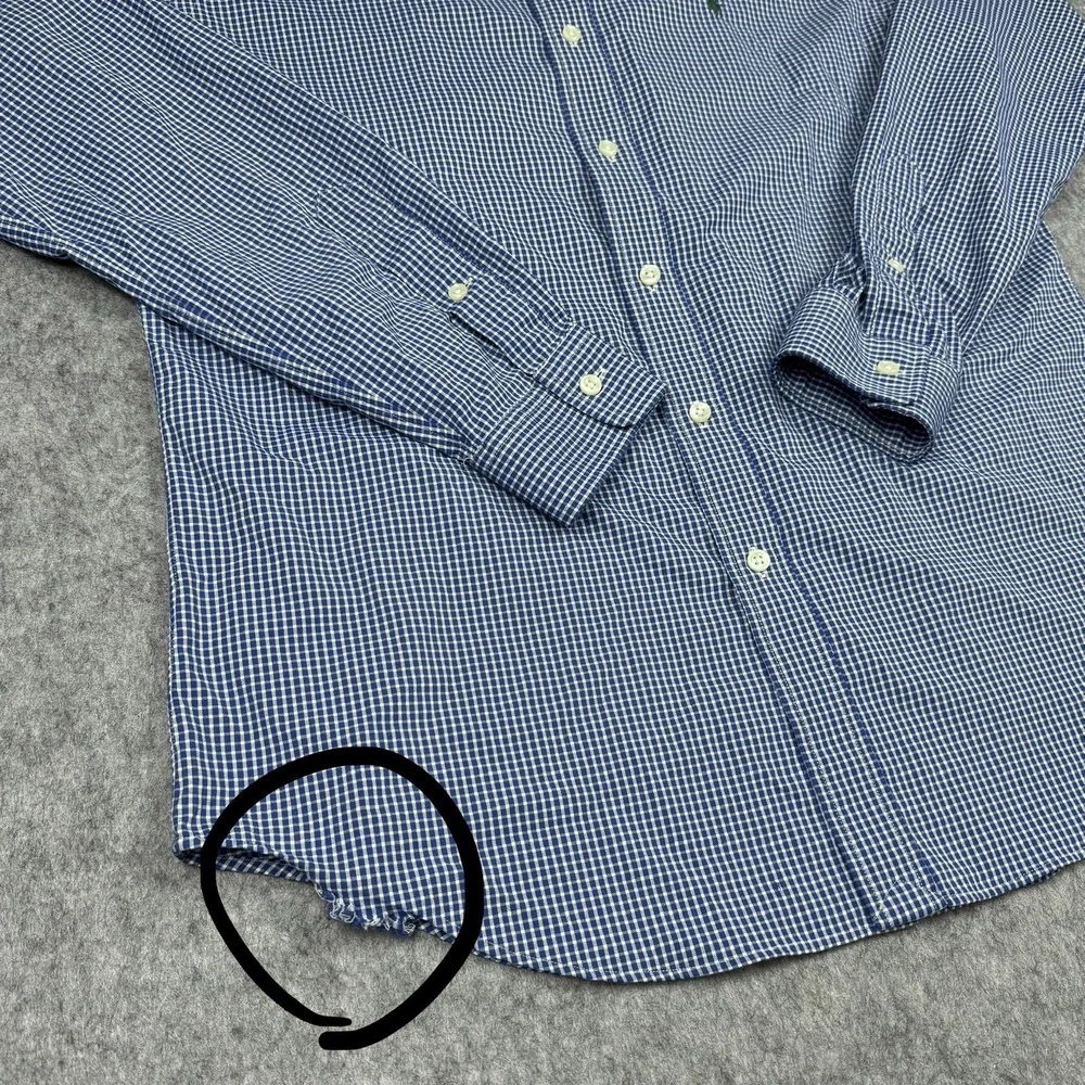 Polo Ralph Lauren *FLAW* Performance Shirt Mens M White Blue Check Button Down
